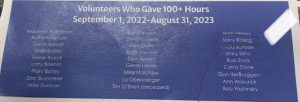 List of volunteers who gave 100 volunteering hours of time to the GB Botanical Gardens.