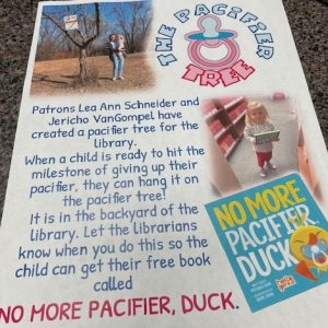 Flyer about the pacifier tree