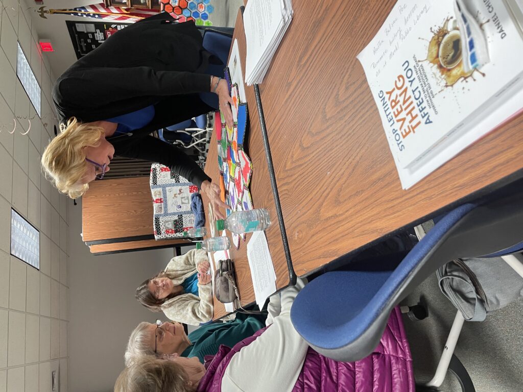 Shari instructing about quilting