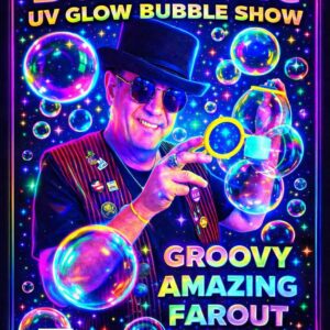 Poster announcing UV bubble show with Rondini