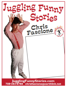 Poster announcing juggler Chris Fascione